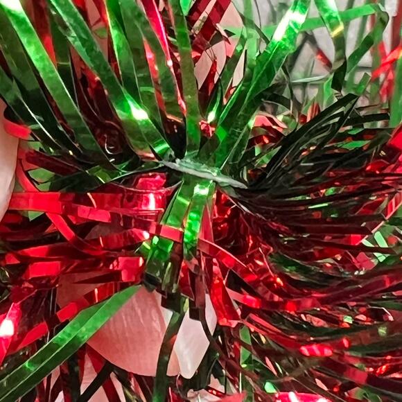 Vintage Red Green Feather Tinsel 47 Feet in 3 Sections Christmas Tree Wreath - Picture 6 of 6